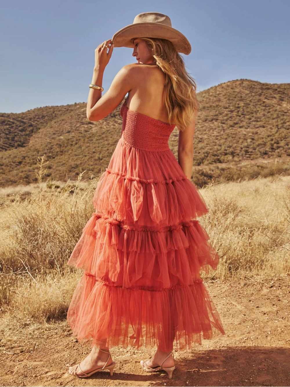 Vici Novara Strapless Tiered Tulle Maxi Dress  size s - Picture 3 of 11
